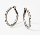 Diamonique Gunmetal-plated Sterling Silver 1" Round-Cut Channel-Set Hoop Earrings